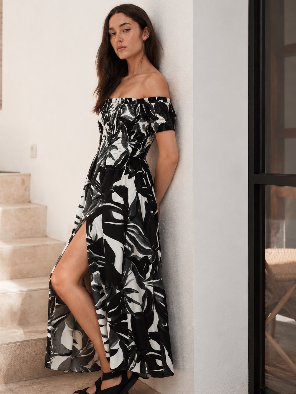 Black and White Floral Dress